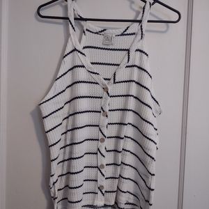 Sweater Tank Top Blue/White Striped  Paper Crane sz L